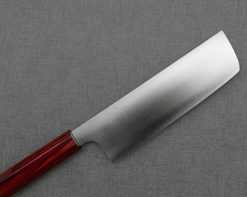 Kei Kobayashi R2/SG2 165mm Nakiri with Urushi Red Pakka Wood Handle
