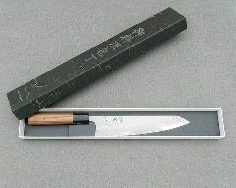 Hatsukokoro / Yoshihiro Yauji Aogami #2 Mirror Damascus Kiritsuke Gyuto