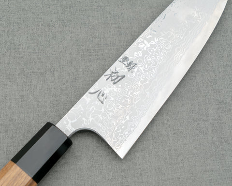 Hatsukokoro / Yoshihiro Yauji Aogami #2 Mirror Damascus 165mm Santoku