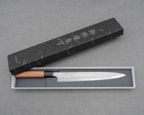 Hatsukokoro / Yoshihiro Yauji Aogami #2 Mirror Damascus Yanagiba
