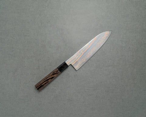 Hatsukokoro "Hayabusa" Aogami #2 Colored Diamond Damascus 180mm Santoku