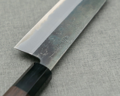 Hatsukokoro / Motokyuuichi Hamono "Kurosagi" Aogami Super 3-Layer Kurouchi 180mm Bunka