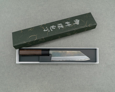 Hatsukokoro / Motokyuuichi Hamono "Kurosagi" Aogami Super 3-Layer Kurouchi 180mm Bunka