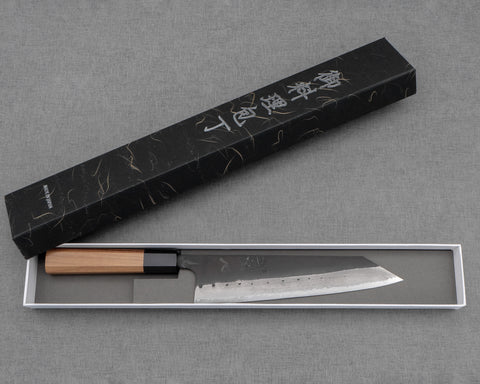 Hatsukokoro / Takahiro Nihei "Shinkiro" Aogami Super Kurouchi Damascus Tsuchime 210mm Kiritsuke Gyuto