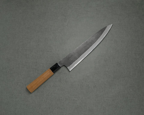 Hinoura "Ajikataya" Shirogami #2 Kurouchi 240mm Gyuto with Teak Handle