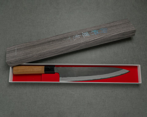 Hinoura "Ajikataya" Shirogami #2 Kurouchi 240mm Gyuto with Teak Handle