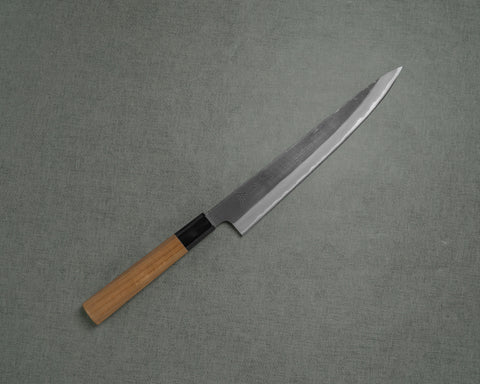 Hinoura "Ajikataya" Shirogami #2 Kurouchi Sujihiki with Teak Handle