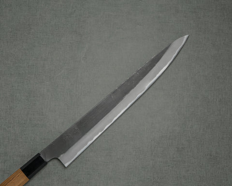 Hinoura "Ajikataya" Shirogami #2 Kurouchi Sujihiki with Teak Handle