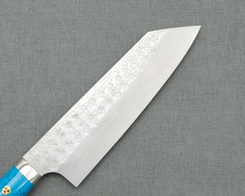 Yoshimi Kato R2/SG2 Tsuchime 180mm Bunka with Blue Turquoise Handle
