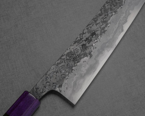 Kisuke "Enn" Aogami #1 Hon-Warikomi Kurouchi Tsuchime Damascus 280mm Gyuto with Violet Pakkawood Handle