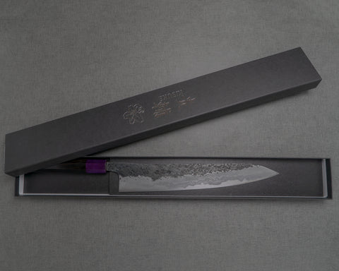 Kisuke "Enn" Aogami #1 Hon-Warikomi Kurouchi Tsuchime Damascus 280mm Gyuto with Violet Pakkawood Handle