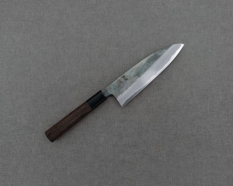 Hatsukokoro / Motokyuuichi Hamono "Kurosagi" Aogami Super 3-Layer Kurouchi 165mm Santoku