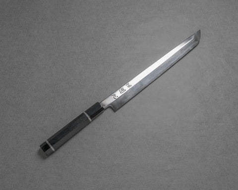 Hatsukokoro / Nakagawa Aogami #2 Mirror Sakimaru Takohiki with Ebony Double-Ginmaki Handle