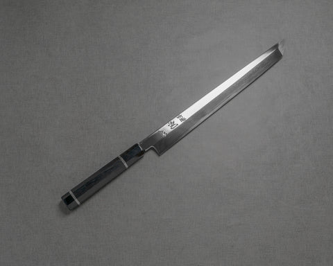 Hatsukokoro / Nakagawa Aogami #2 Mirror Sakimaru Takohiki with Ebony Double-Ginmaki Handle