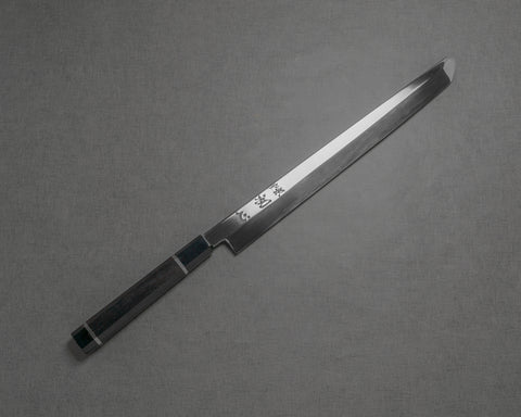 Hatsukokoro / Nakagawa Aogami #2 Mirror Sakimaru Takohiki with Ebony Double-Ginmaki Handle