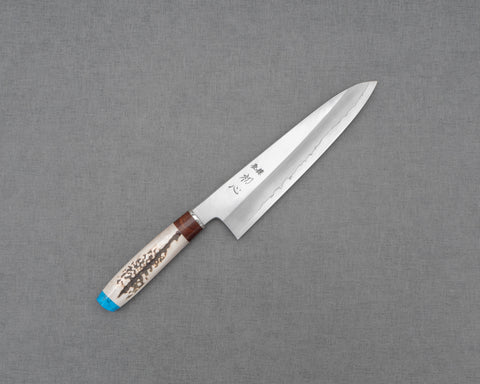 Hatsukokoro / Nakakawa Ginsan (銀色 #3) 210mm Gyuto 帶白鹿角手柄
