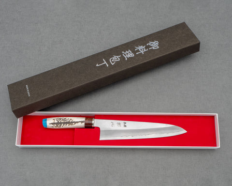 Hatsukokoro / Nakakawa Ginsan (銀色 #3) 210mm Gyuto 帶白鹿角手柄