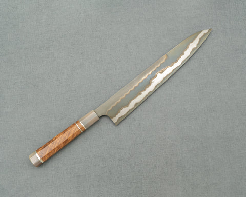 Nigara Aogami #2 Honyaki Diamond Polishing 300mm Gyuto with White Buffalo Horn / Rosewood Handle