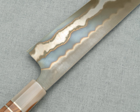 Nigara Aogami #2 Honyaki Tanryusen 300mm Gyuto with White Buffalo Horn / Rosewood Handle