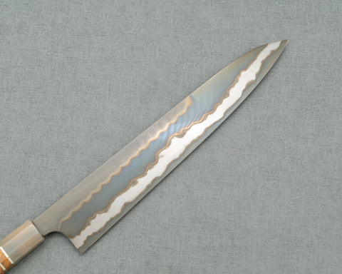 Nigara Aogami #2 Honyaki Tanryusen 300mm Gyuto with White Buffalo Horn / Rosewood Handle