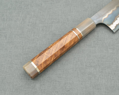 Nigara Aogami #2 Honyaki Tanryusen 300mm Gyuto with White Buffalo Horn / Rosewood Handle