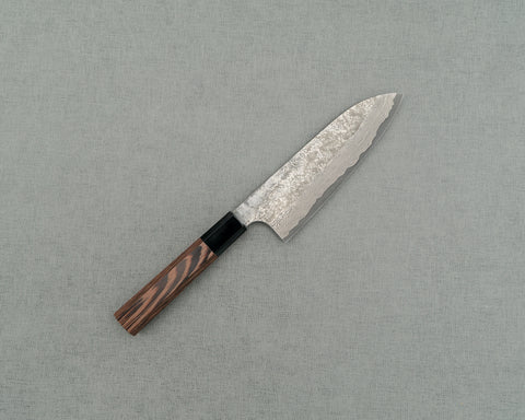 Nigara Ginsan (Silver #3) Nashiji Kurosome Damascus 165mm Santoku