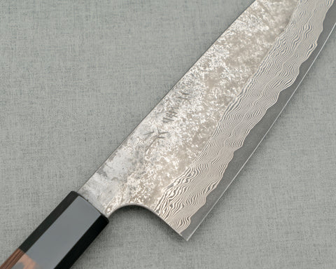 Nigara Ginsan (Silver #3) Nashiji Kurosome Damascus 165mm Santoku