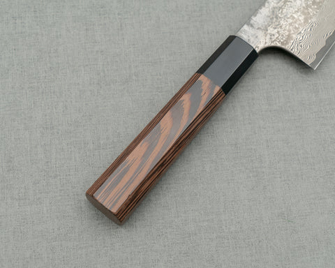 Nigara Ginsan (Silver #3) Nashiji Kurosome Damascus 165mm Santoku