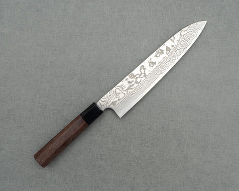 Hatsukokoro / Nigara SKD11 Damascus 240mm Gyuto with Walnut Black Buffalo Horn Handle