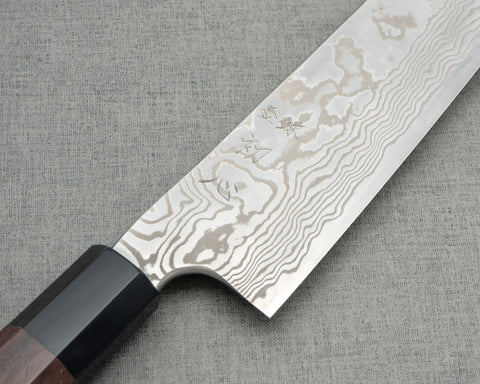 Hatsukokoro / Nigara SKD11 Damascus 240mm Gyuto with Walnut Black Buffalo Horn Handle