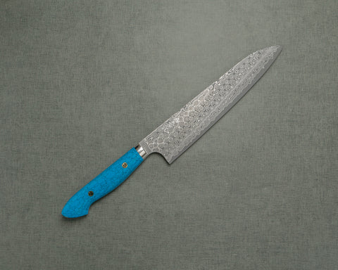 Nigara "Anmon" R2/SG2 49 Layers Kurosome Damascus Gyuto with Blue Turquoise Handle