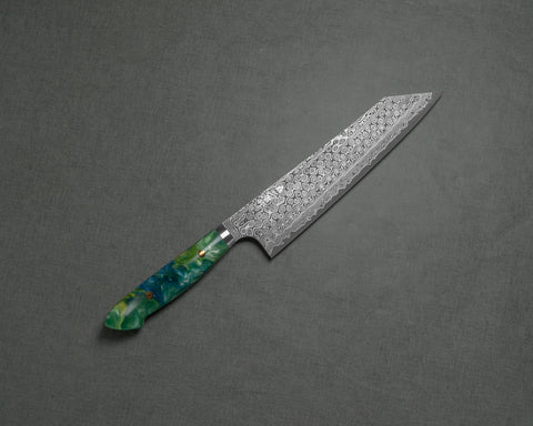 Nigara "Anmon" R2/SG2 49 Layers Kurosome Damascus 240mm Kiritsuke Gyuto with Polish Mint Magic Acrylic Handle