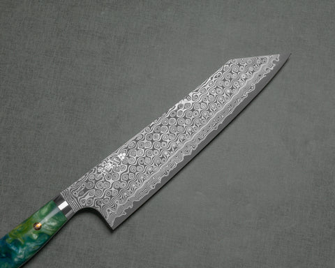 Nigara "Anmon" R2/SG2 49 Layers Kurosome Damascus 240mm Kiritsuke Gyuto with Polish Mint Magic Acrylic Handle