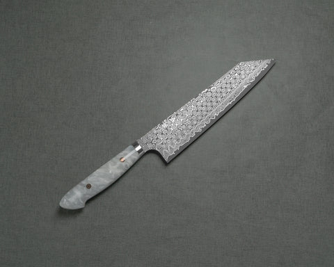 Nigara "Anmon" R2/SG2 49 Layers Kurosome Damascus 240mm Kiritsuke Gyuto with Polished Acrylic Snow White Handle