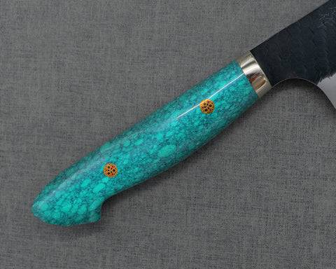 Nigara R2/SG2 Tsuchime Kurouchi 240mm Kiritsuke Gyuto with Green Turquoise Handle