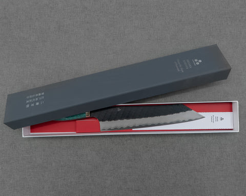 Nigara R2/SG2 Tsuchime Kurouchi 240mm Kiritsuke Gyuto with Green Turquoise Handle