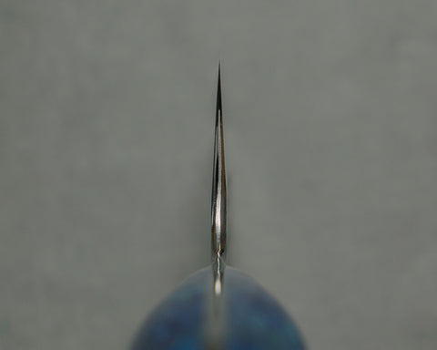 Nigara R2/SG2 Tsuchime Kurouchi 165mm Santoku with Polished Acrylic Blue Devil Handle