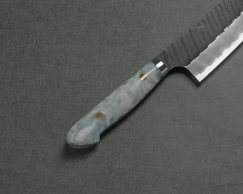 Nigara R2/SG2 Tsuchime Kurouchi 165mm Santoku with Polished Acrylic Glacier Veil Handle