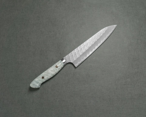Nigara R2/SG2 Matt Migaki Tsuchime 210mm Gyuto with Polished Snow White Acrylic Handle