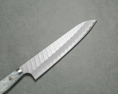 Nigara R2/SG2 Matt Migaki Tsuchime 240mm Gyuto with Polished Snow White Acrylic Handle