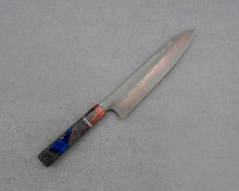 Nigara Shirogami #1 Honyaki 240mm Gyuto with Volcano Stabilized Wood Handle