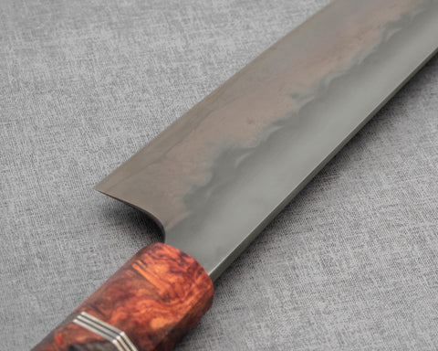Nigara Shirogami #1 Honyaki 240mm Gyuto with Volcano Stabilized Wood Handle