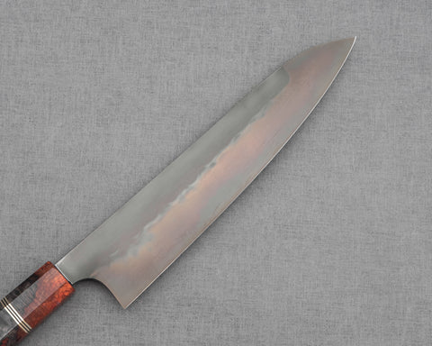 Nigara Shirogami #1 Honyaki 240mm Gyuto with Volcano Stabilized Wood Handle