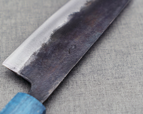 Naru “Hatsukou Series” Ryky x Taku Edition Aogami #2 Kurouchi 165mm Bunka with Glacier Mist Blue Stabilized Wood Handle