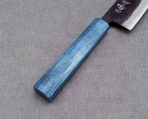 Naru “Hatsukou Series” Ryky x Taku Edition Aogami #2 Kurouchi 165mm Bunka with Glacier Mist Blue Stabilized Wood Handle