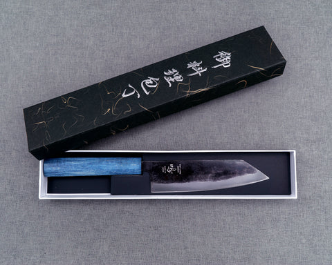 Naru “Hatsukou Series” Ryky x Taku Edition Aogami #2 Kurouchi 165mm Bunka with Glacier Mist Blue Stabilized Wood Handle