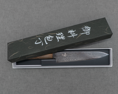 Naru "Eiko Series" R2/SG2 Kurosome Damascus 150mm Petty with Bubinga Handle