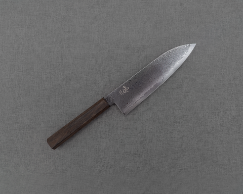 Naru "Eiko Series" R2/SG2 Kurosome Damascus 180mm Santoku with Bubinga Handle
