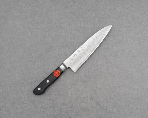Shigeki Tanaka VG10 Damascus 180mm Gyuto with Black Pakkawood Western Handle