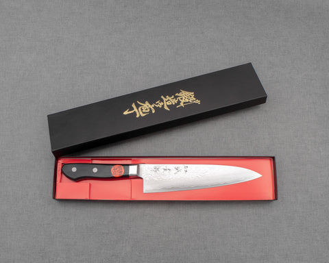 Shigeki Tanaka VG10 Damascus 180mm Gyuto with Black Pakkawood Western Handle